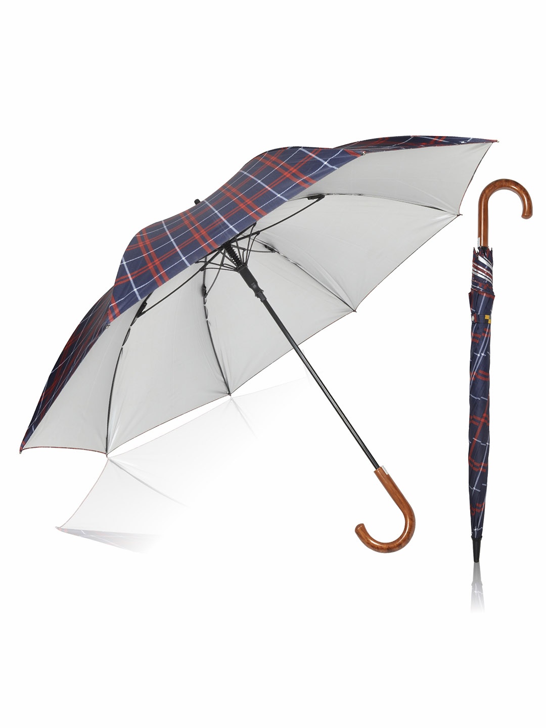 

EUME Checked 1-Fold Umbrella, Navy blue