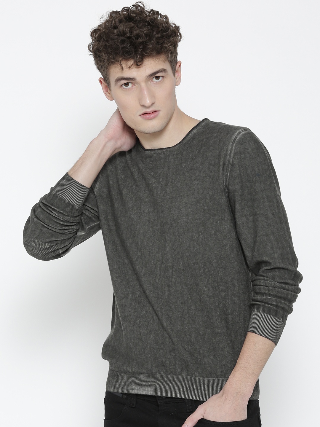 

Ed Hardy Men Grey Washed Sweater
