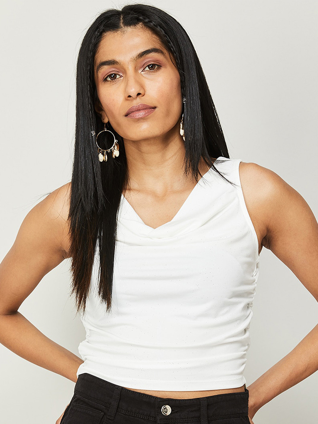 

Ginger by Lifestyle V-Neck Sleeveless Crop Top, White