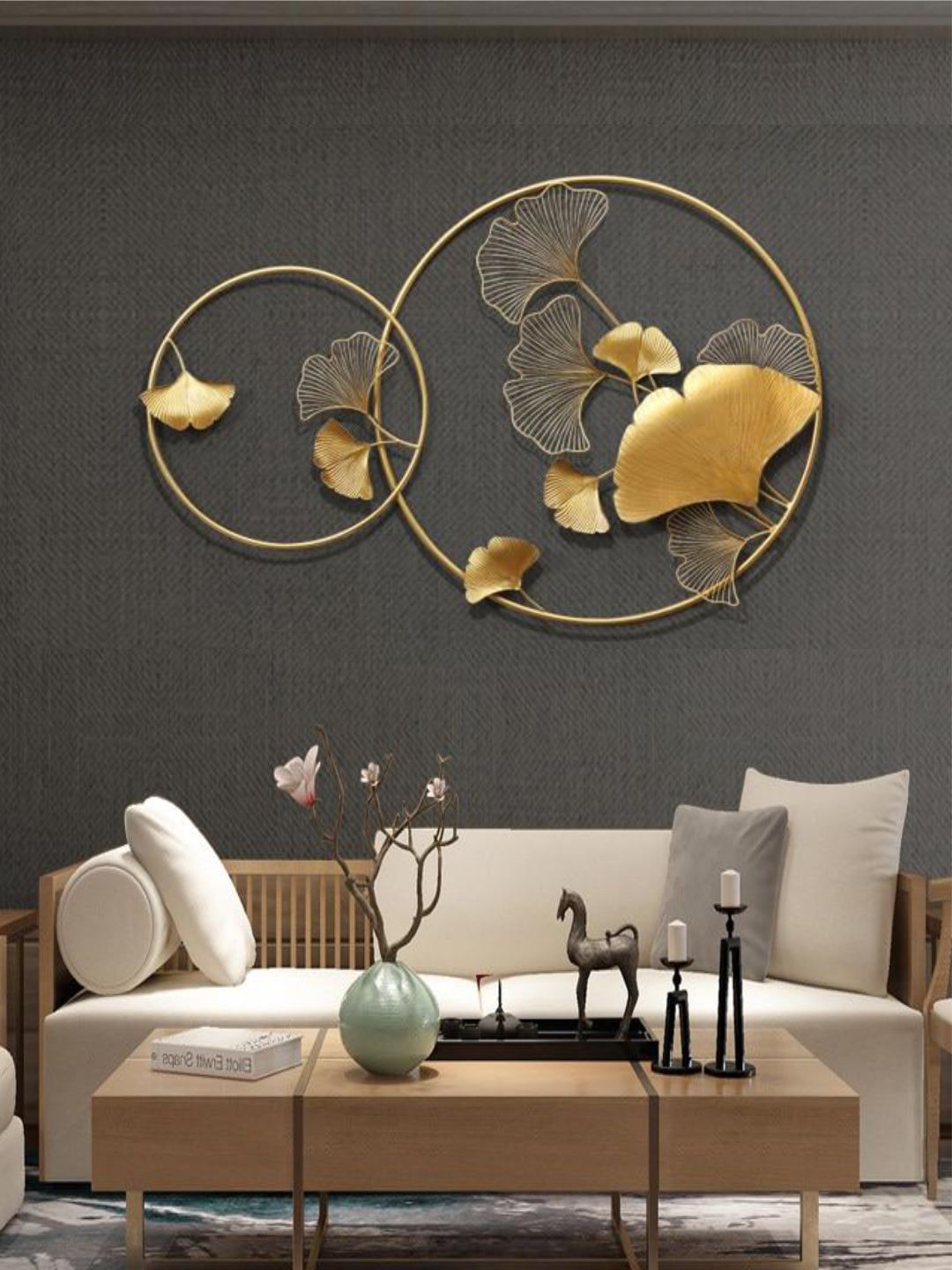

The Art House Gold-Toned Textured Iron Double Circle Wall Decor