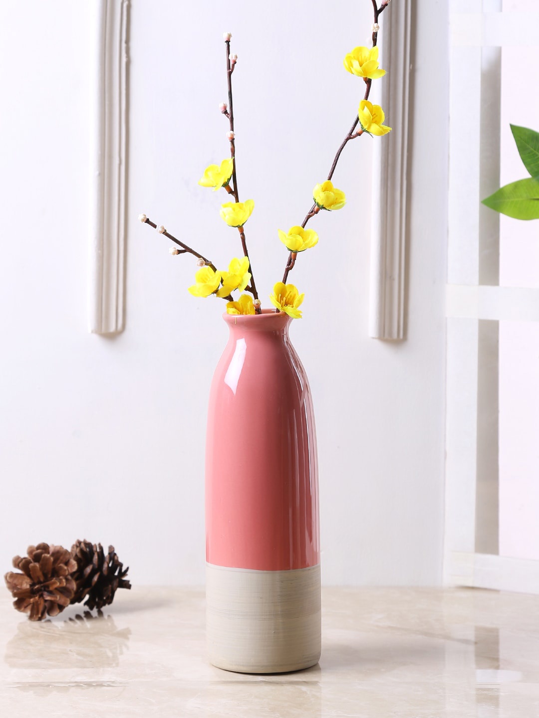 

TAYHAA Pink & Beige Dual Toned Colorblocked Ceramic Vase