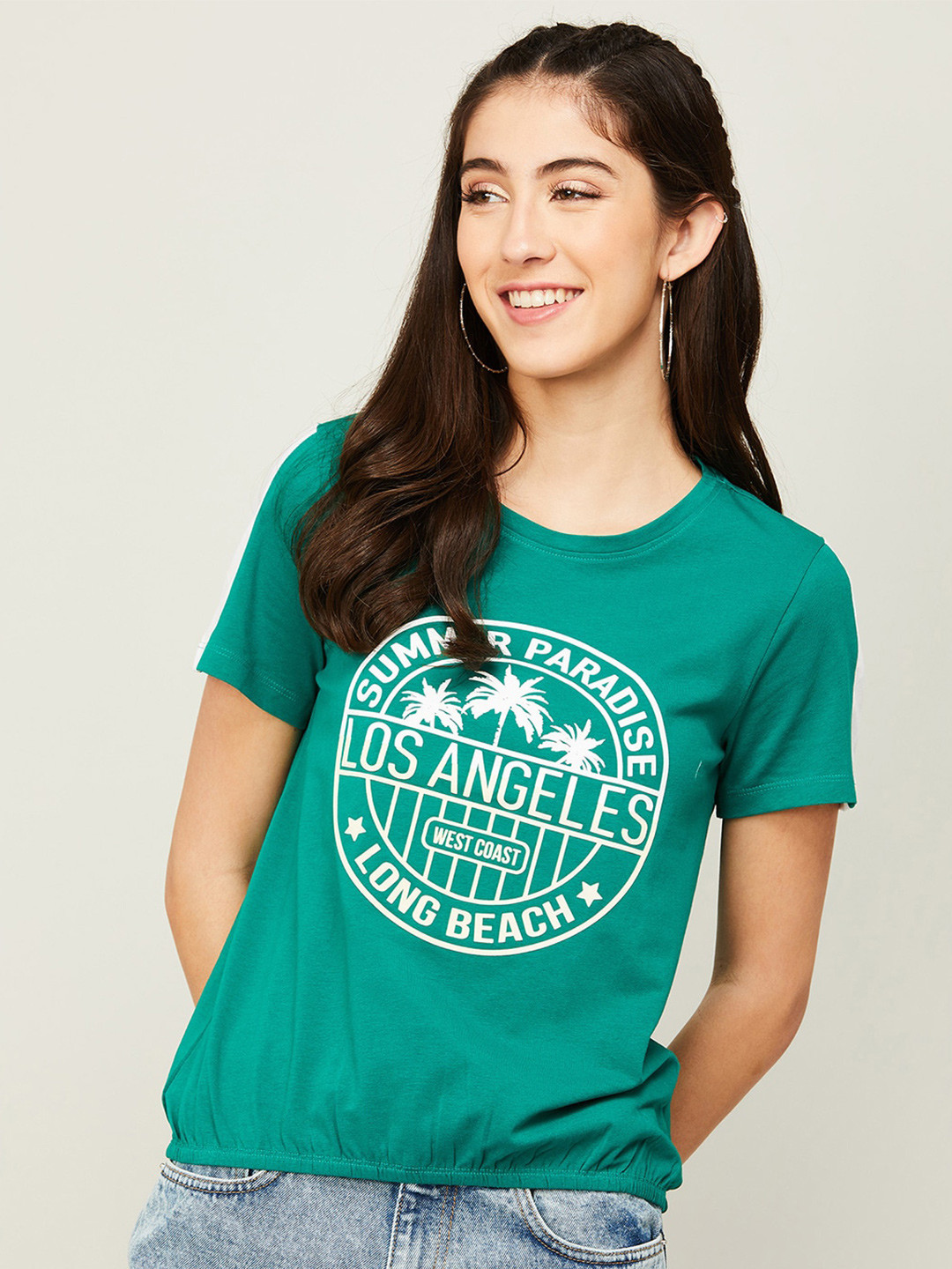 

Fame Forever by Lifestyle Typography Printed Cotton Top, Green