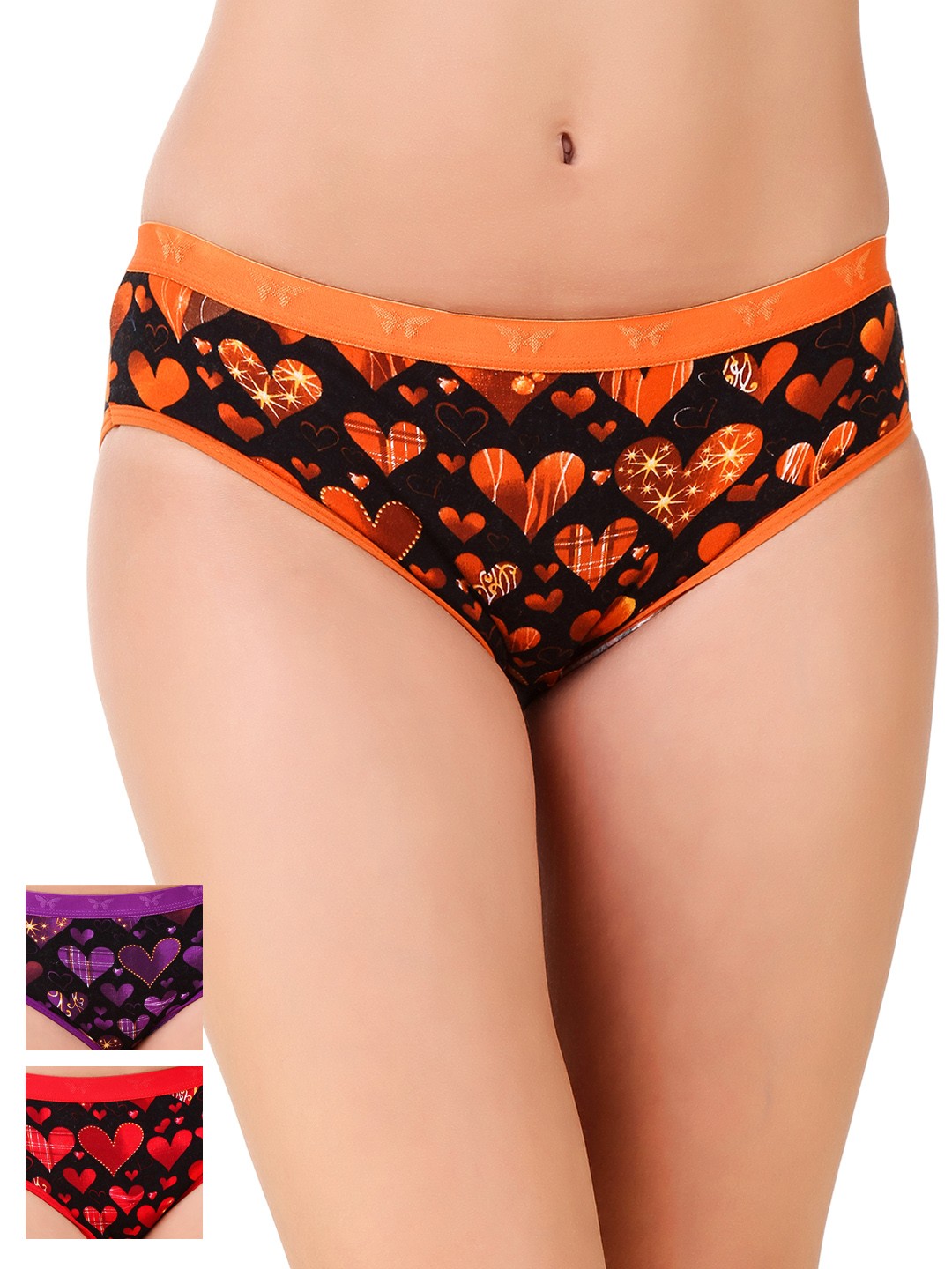 

Masha Women Pack Of 3 Printed Bikini Briefs PT3PC-2, Red