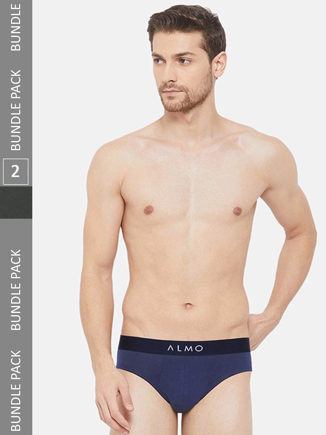 

Almo Wear Men Pack Of 2 Cotton Anti-Microbial Basic Briefs, Navy blue
