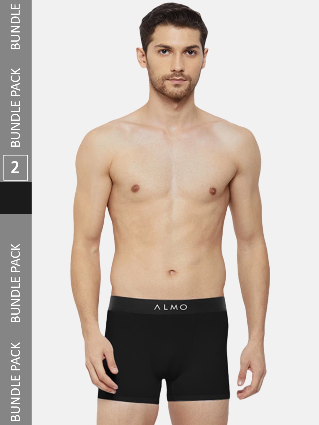 

Almo Wear Men Pack Of 2 Mid-Rise Anti-Bacterial Cotton Metallic Trunks CRED-OC-T-BB, Black