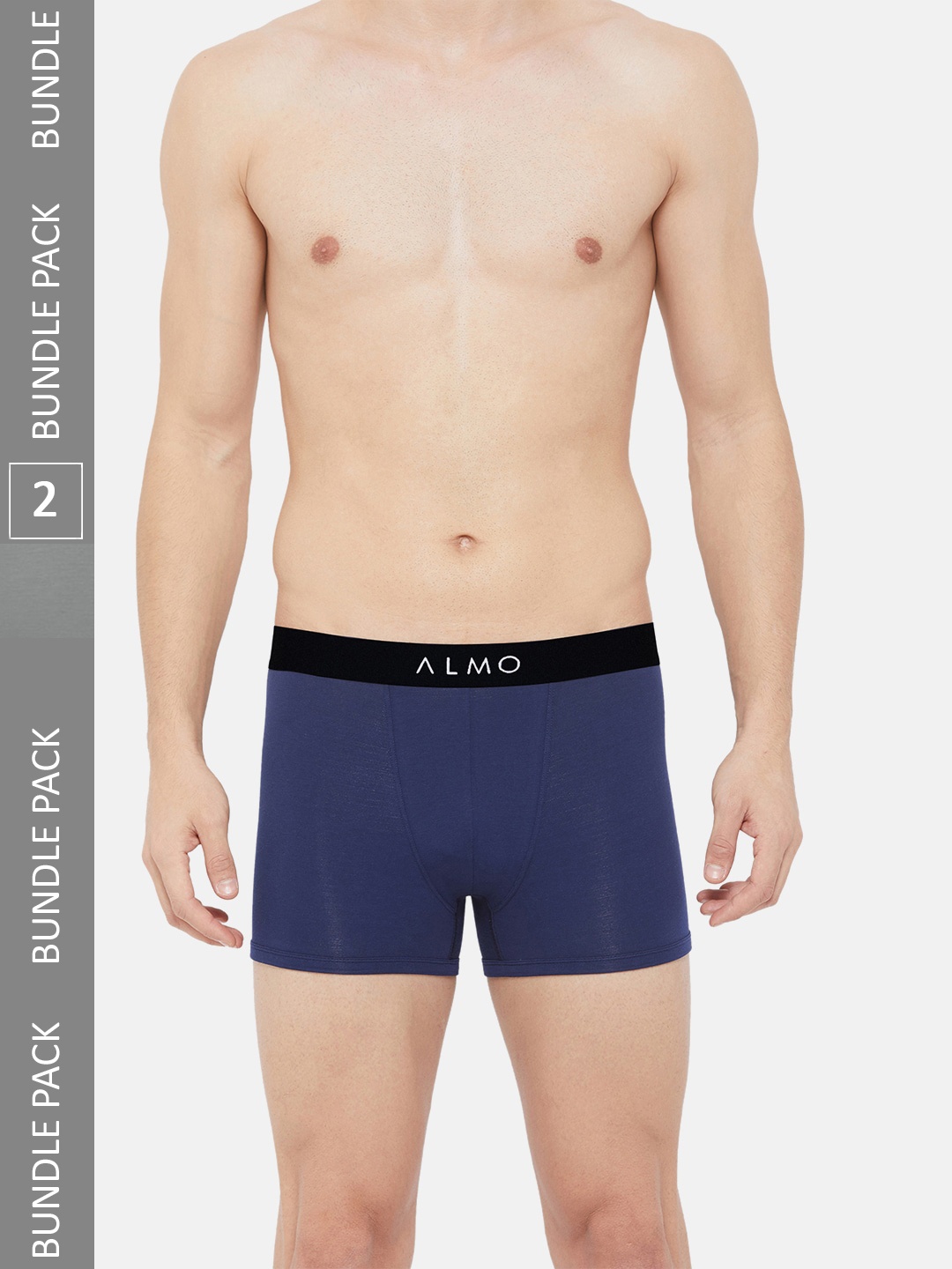 

Almo Wear Men Pack Of 2 Mid-Rise Cotton Metallic Trunks- CRED-OC-T-BLSG, Navy blue