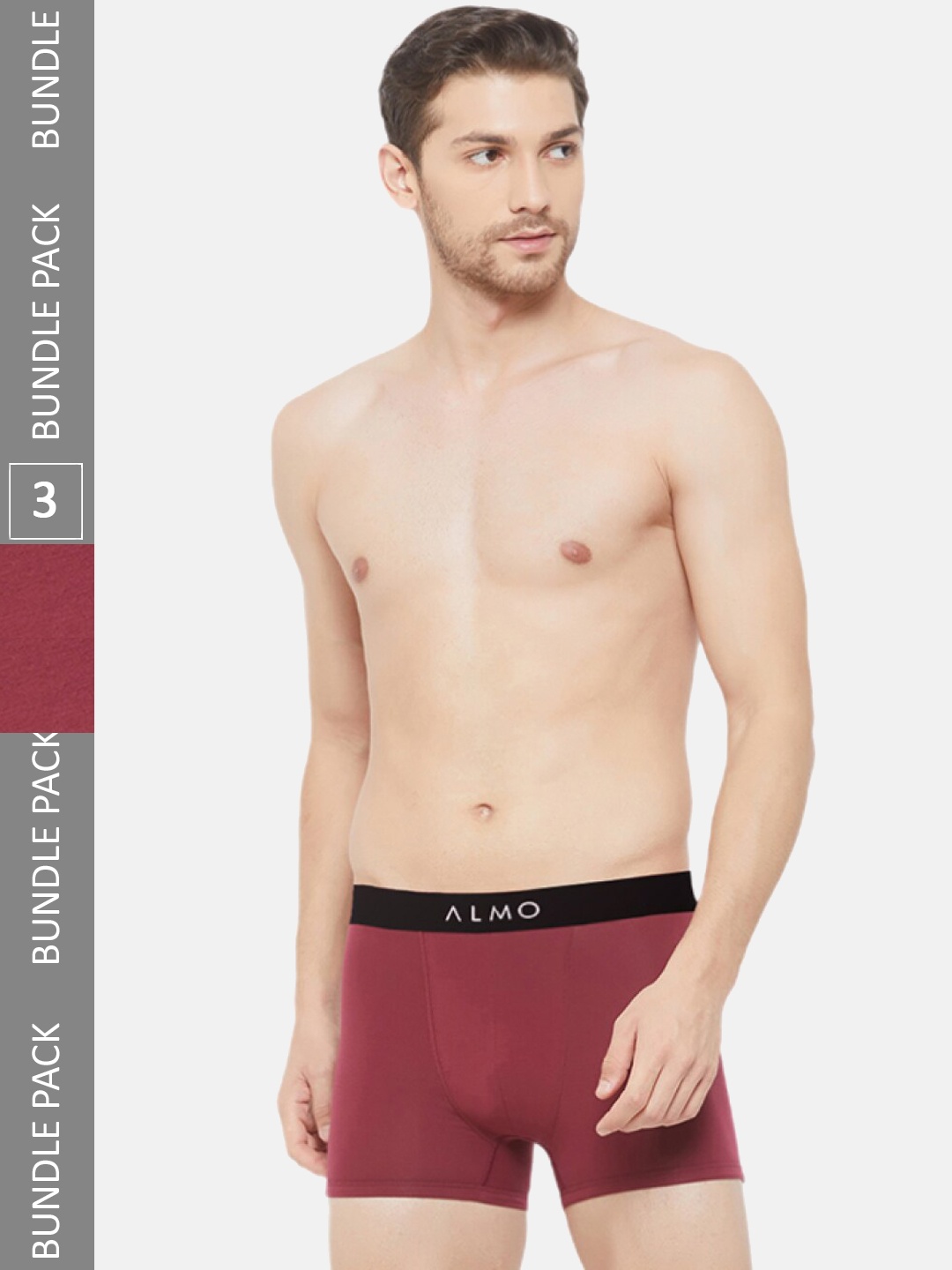 

Almo Wear Men Pack Of 3 Logo Printed Deo-Soft Cotton Trunks, Maroon