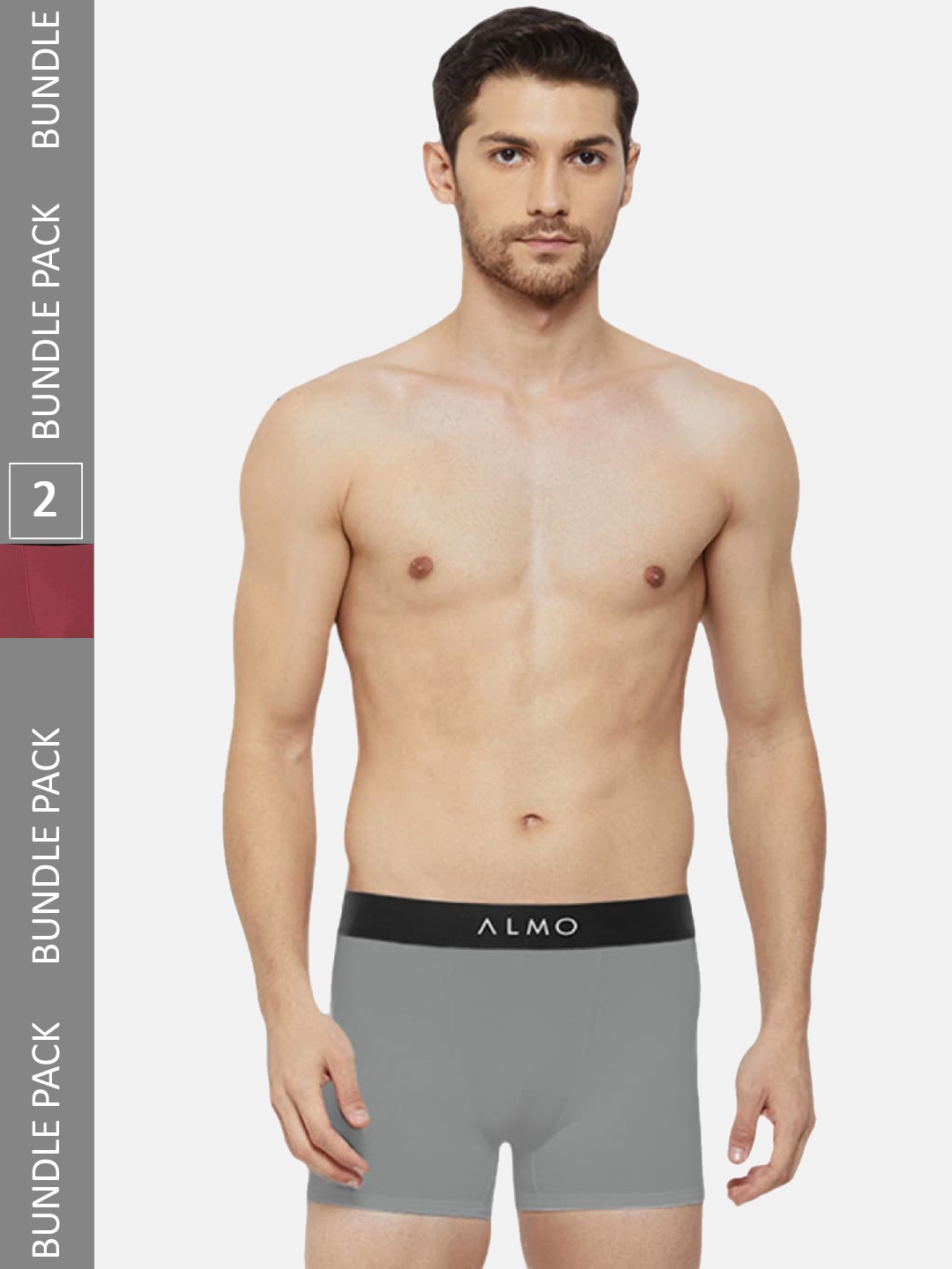 

Almo Wear Men Pack Of 2 Mid-Rise Cotton Anti-Bacterial Metallic Trunks CRED-OC-T-RSG, Burgundy