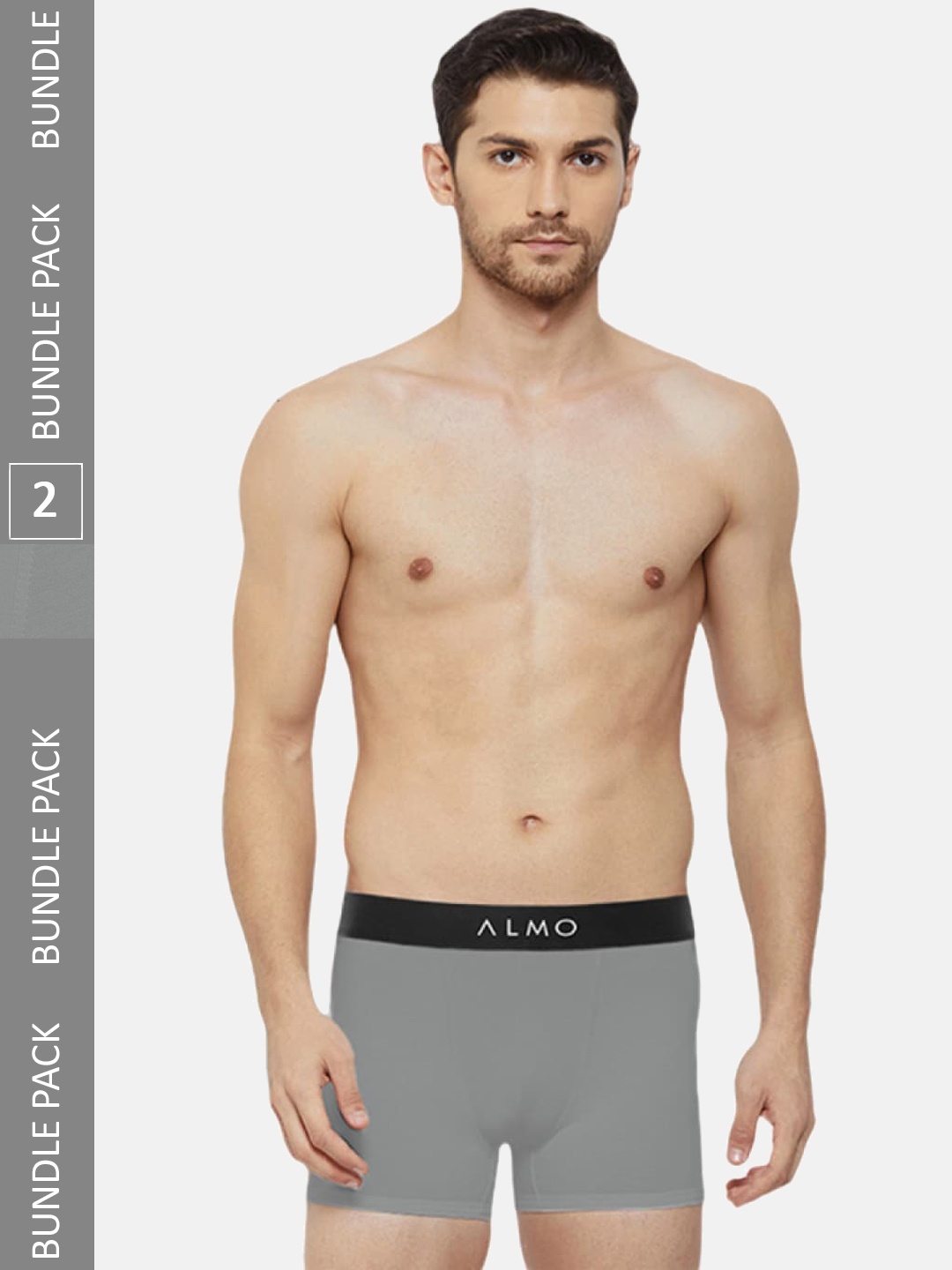 

Almo Wear Men Pack of 2 Anti-Bacterial Cotton Metallic Trunks CRED-OC-T-SGSG, Grey