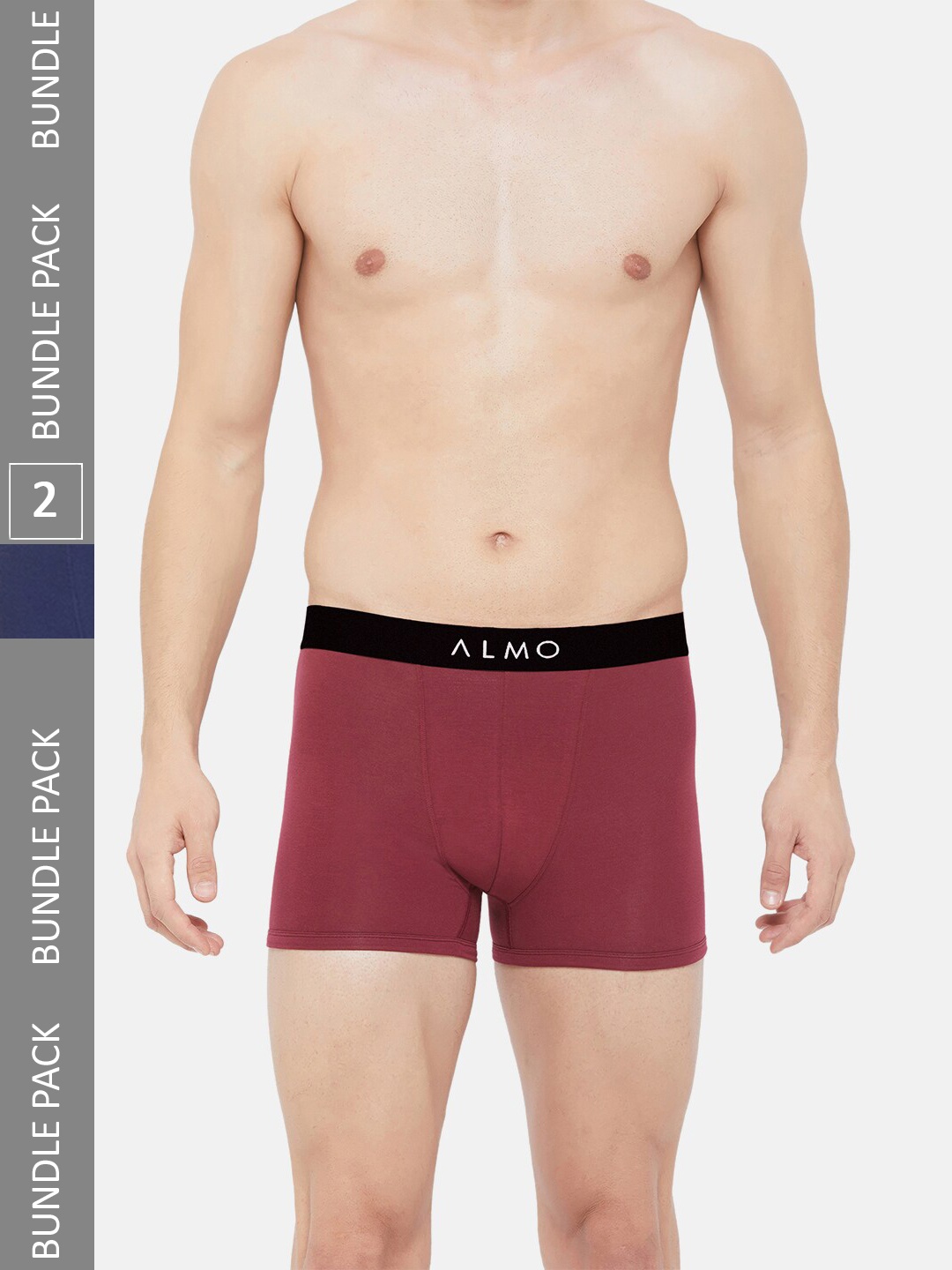 

Almo Wear Men Pack of 2 Cotton Anti-Bacterial Metallic Trunks- CRED-OC-T-BLR, Navy blue