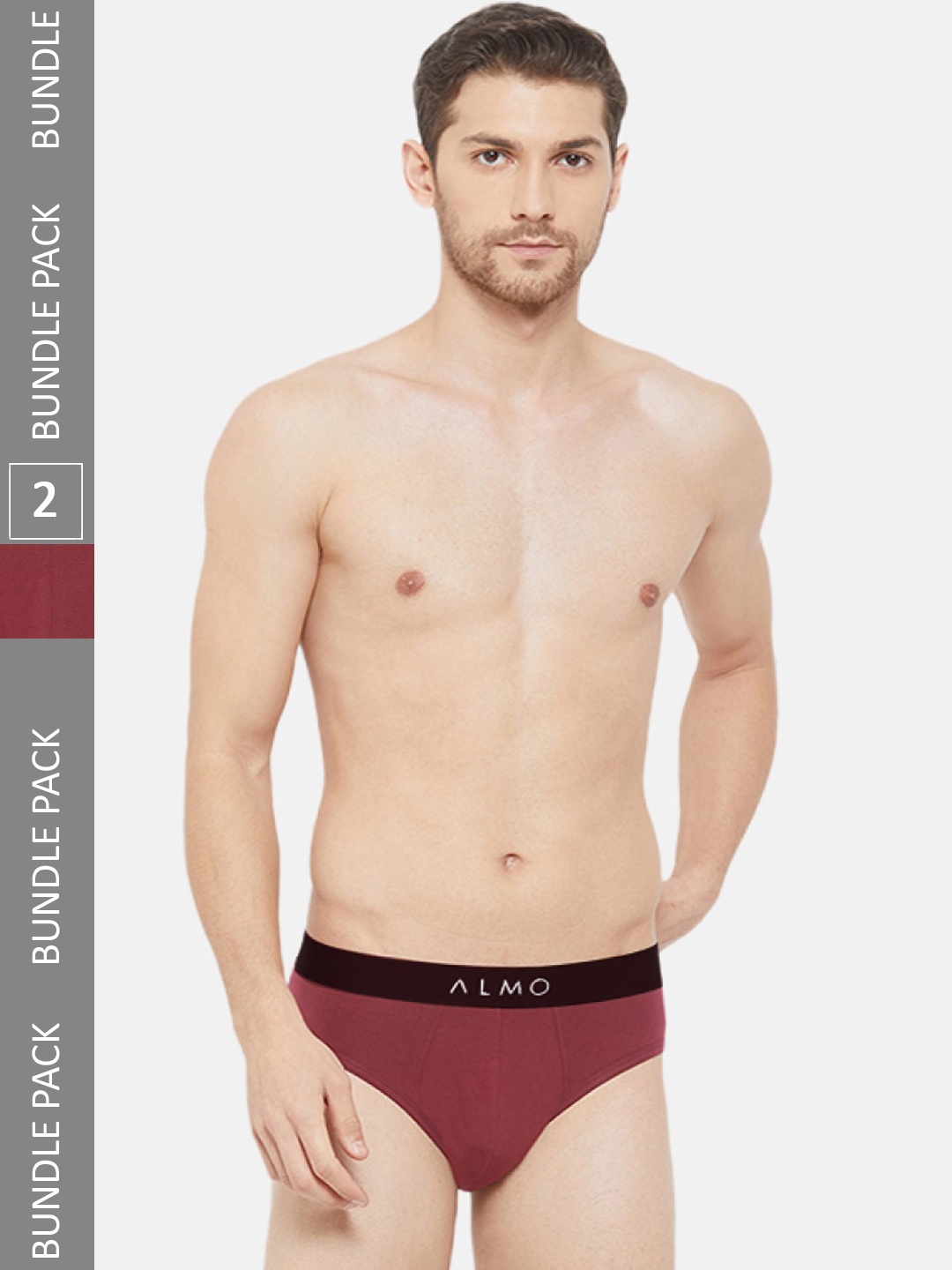 

Almo Wear Men Pack Of 2 Cotton Basic Briefs, Maroon