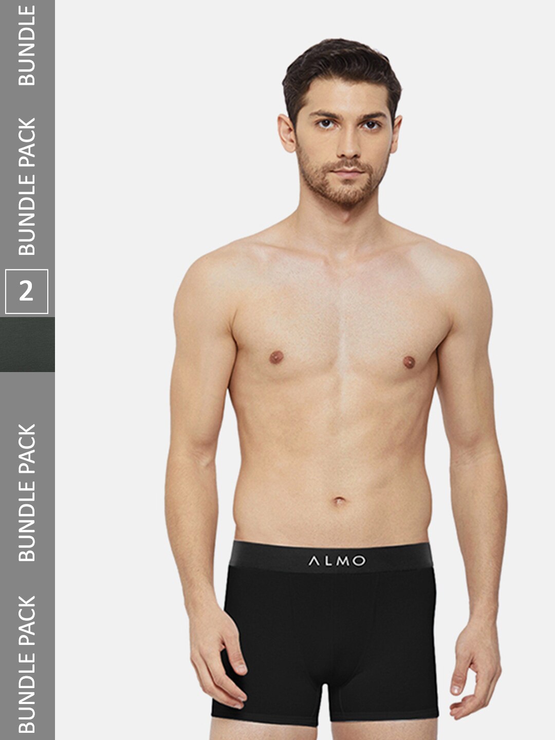 

Almo Wear Men Pack Of 2 Cotton Anti-Bacterial Metallic TrunksCRED-OC-T-BOL, Black