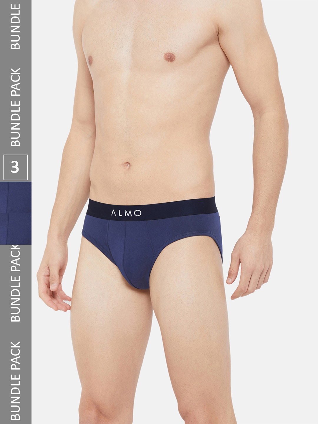 

Almo Wear Men Pack Of 3 Cotton Basic Briefs, Navy blue