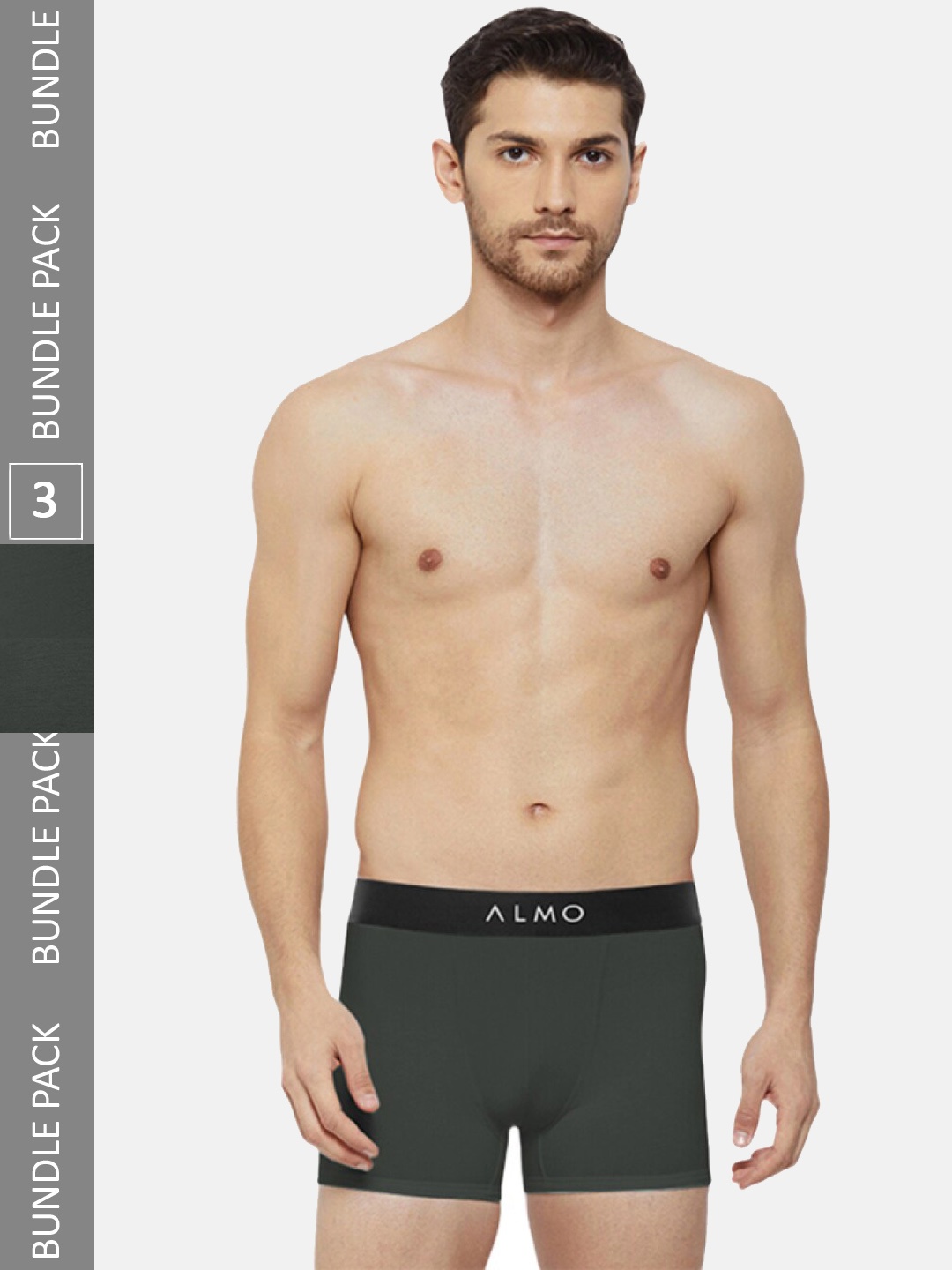 

Almo Wear Men Pack Of 3 Anti-Bacterial Cotton Metallic Trunks- CRED-OC-T-OLOLOL, Olive