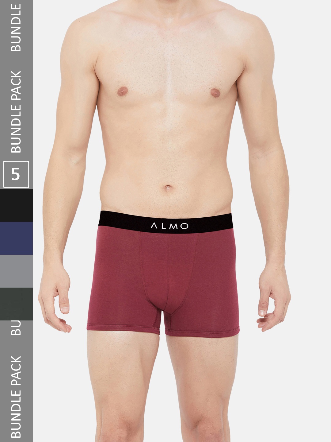 

Almo Wear Men Pack of 5 Ultra-Soft Anti-Bacterial Trunks, Navy blue