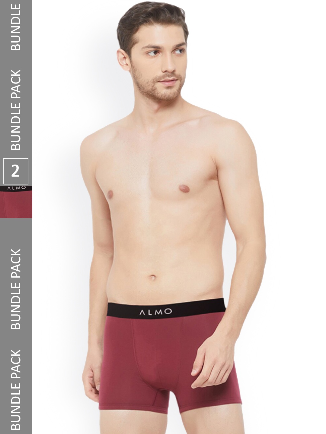 

Almo Wear Men Pack Of 2 Anti-Bacterial Cotton Metallic TrunksCRED-OC-T-RR, Burgundy