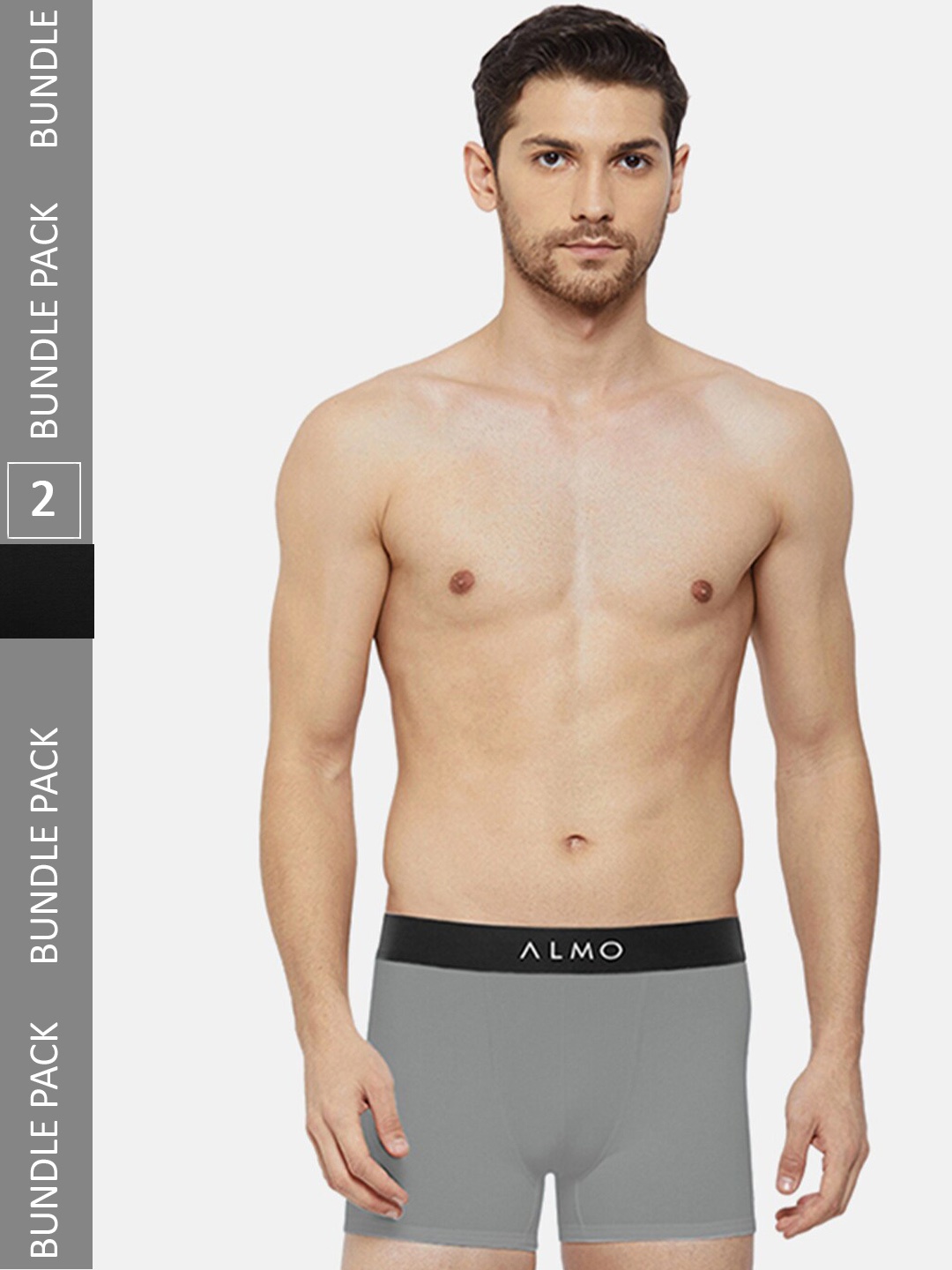 

Almo Wear Men Pack Of 2 Mid-Rise Anti-Bacterial Cotton Metallic Trunks CRED-OC-T-BSG, Black