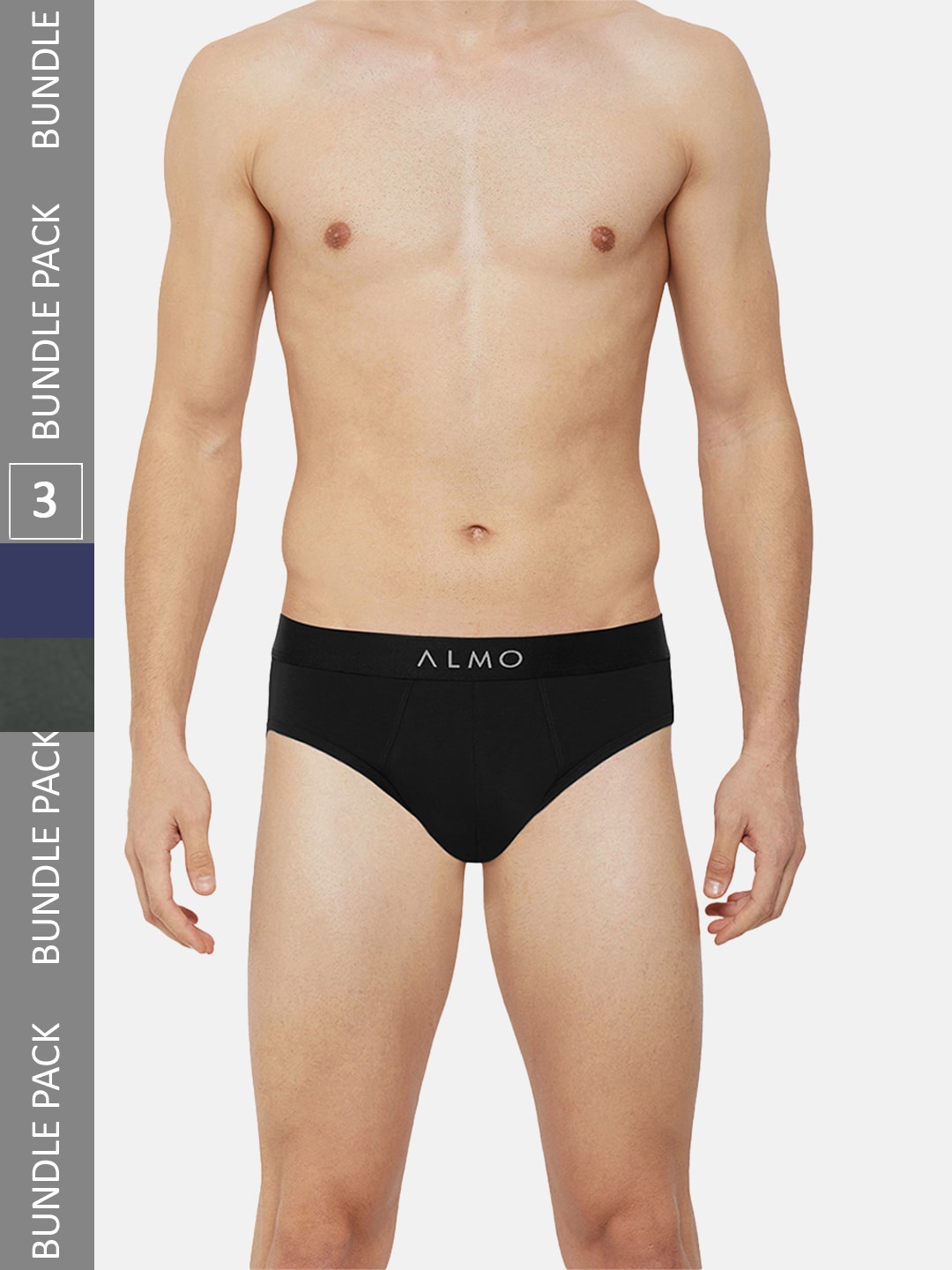 

Almo Wear Men Pack Of 3 Cotton Anti-Microbial Basic Briefs, Black