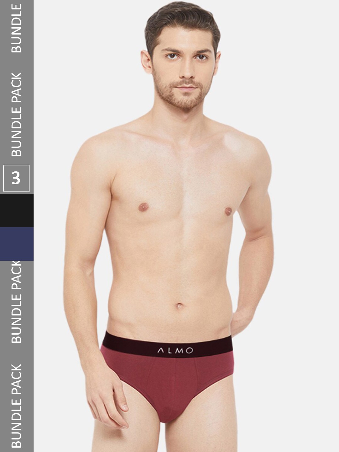

Almo Wear Men Pack Of 3 Cotton Basic Briefs, Black