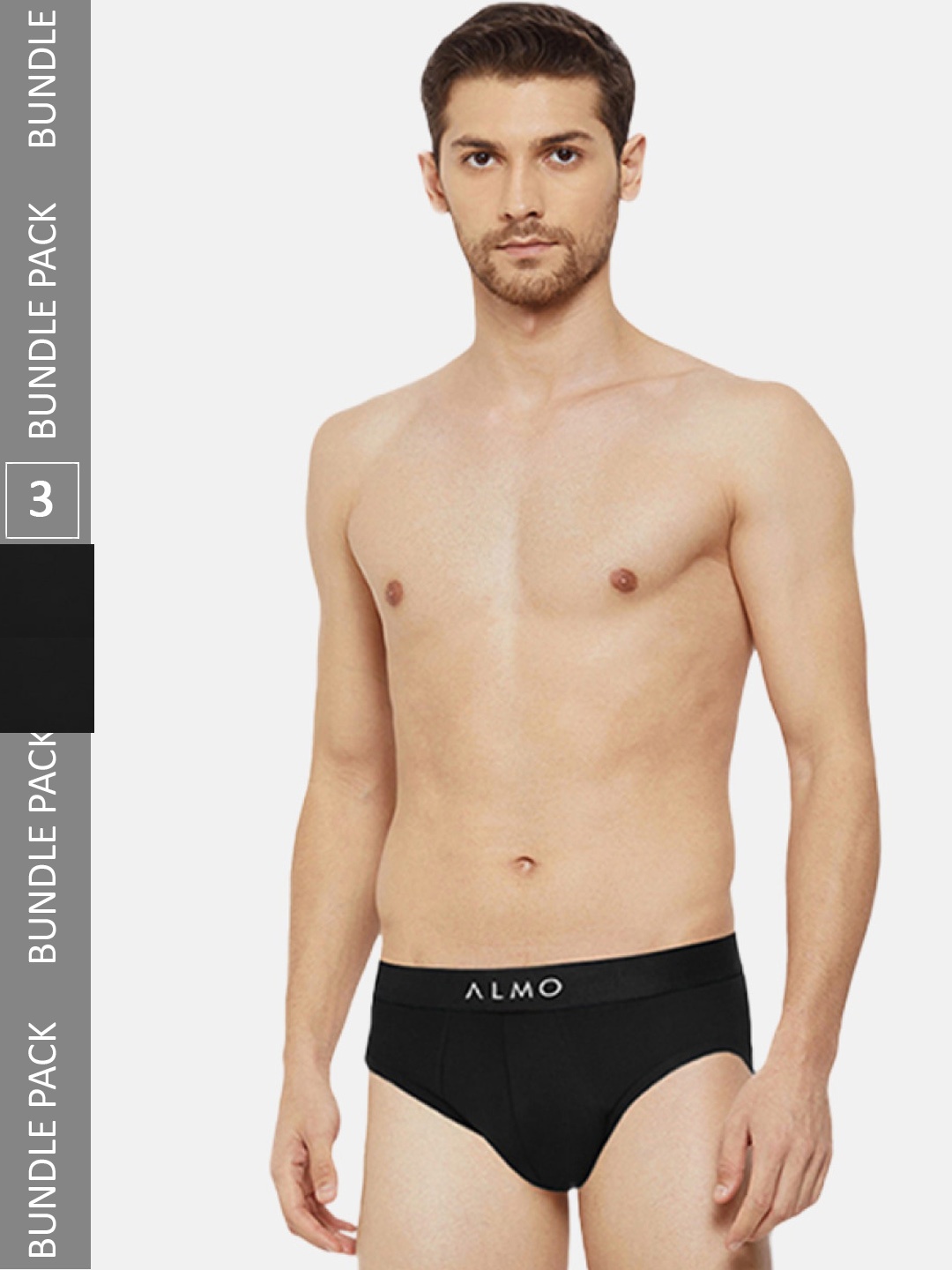 

Almo Wear Men Pack Of 3 Cotton Basic Briefs, Black