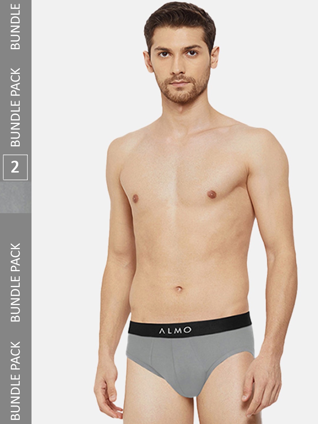

Almo Wear Men Pack Of 2 Cotton Basic Briefs, Grey
