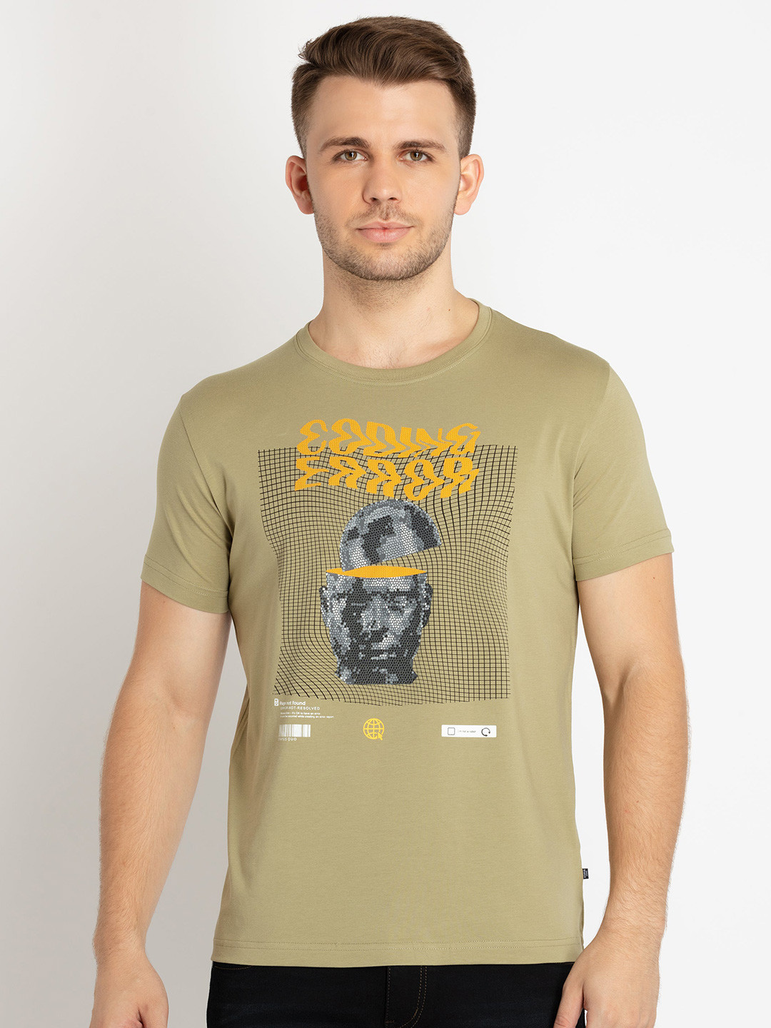 

Status Quo Typography Printed Cotton T-shirt, Green