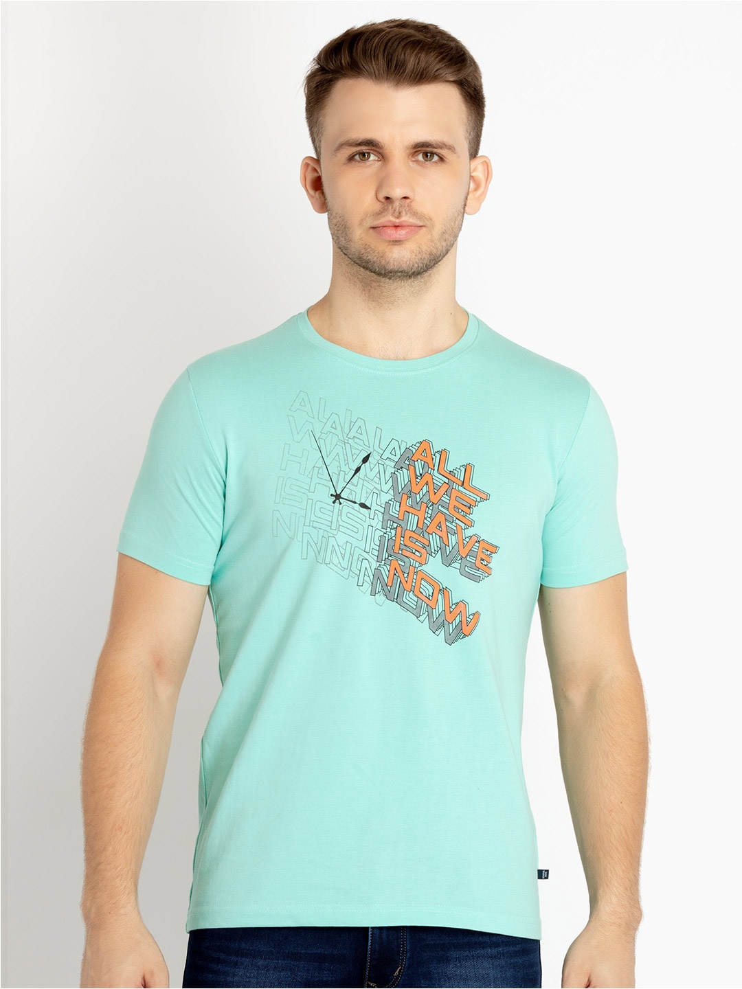 

Status Quo Typography Printed Cotton T-shirt, Blue