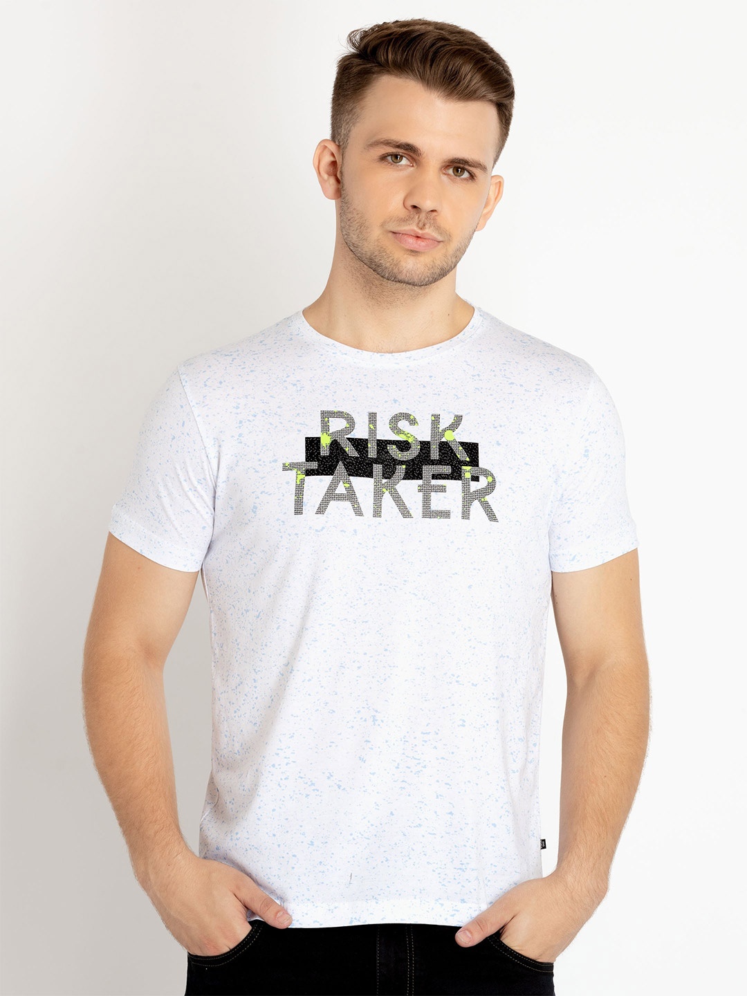 

Status Quo Typography Printed Cotton T-shirt, White