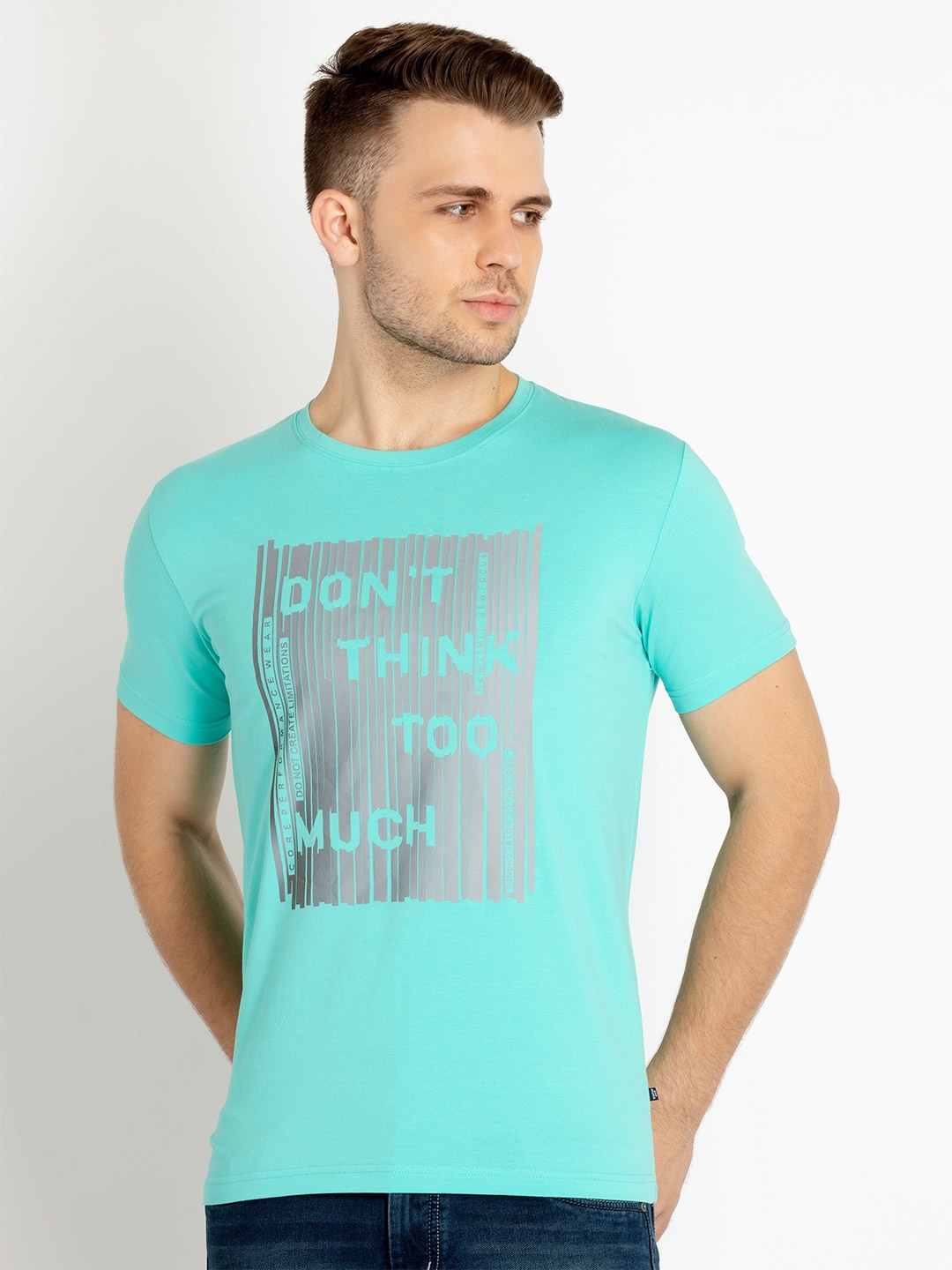 

Status Quo Typography Printed Round Neck Cotton T-shirt, Blue