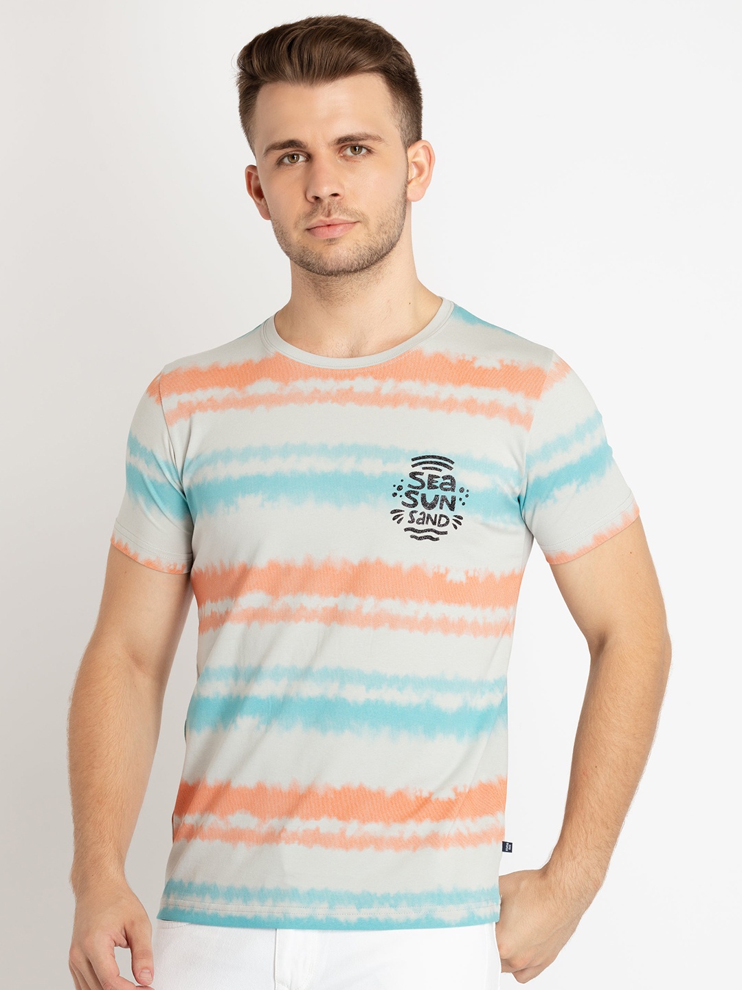 

Status Quo Tie And Dyed Cotton Slim Fit T-shirt, Off white