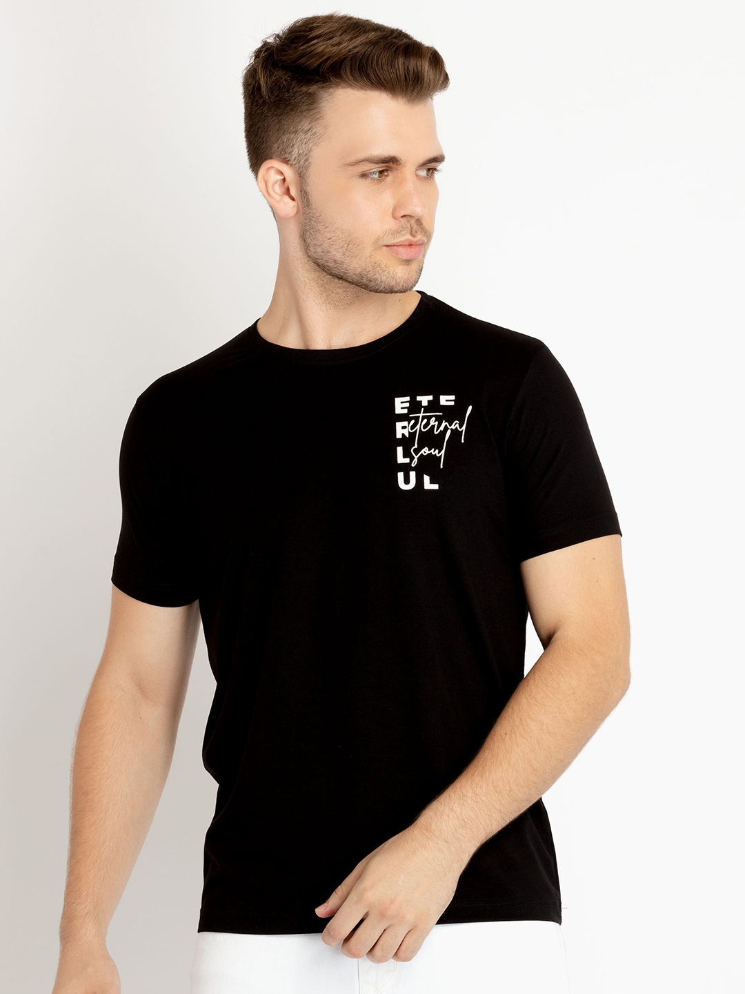 

Status Quo Plus Size Typography Printed Cotton T-shirt, Black