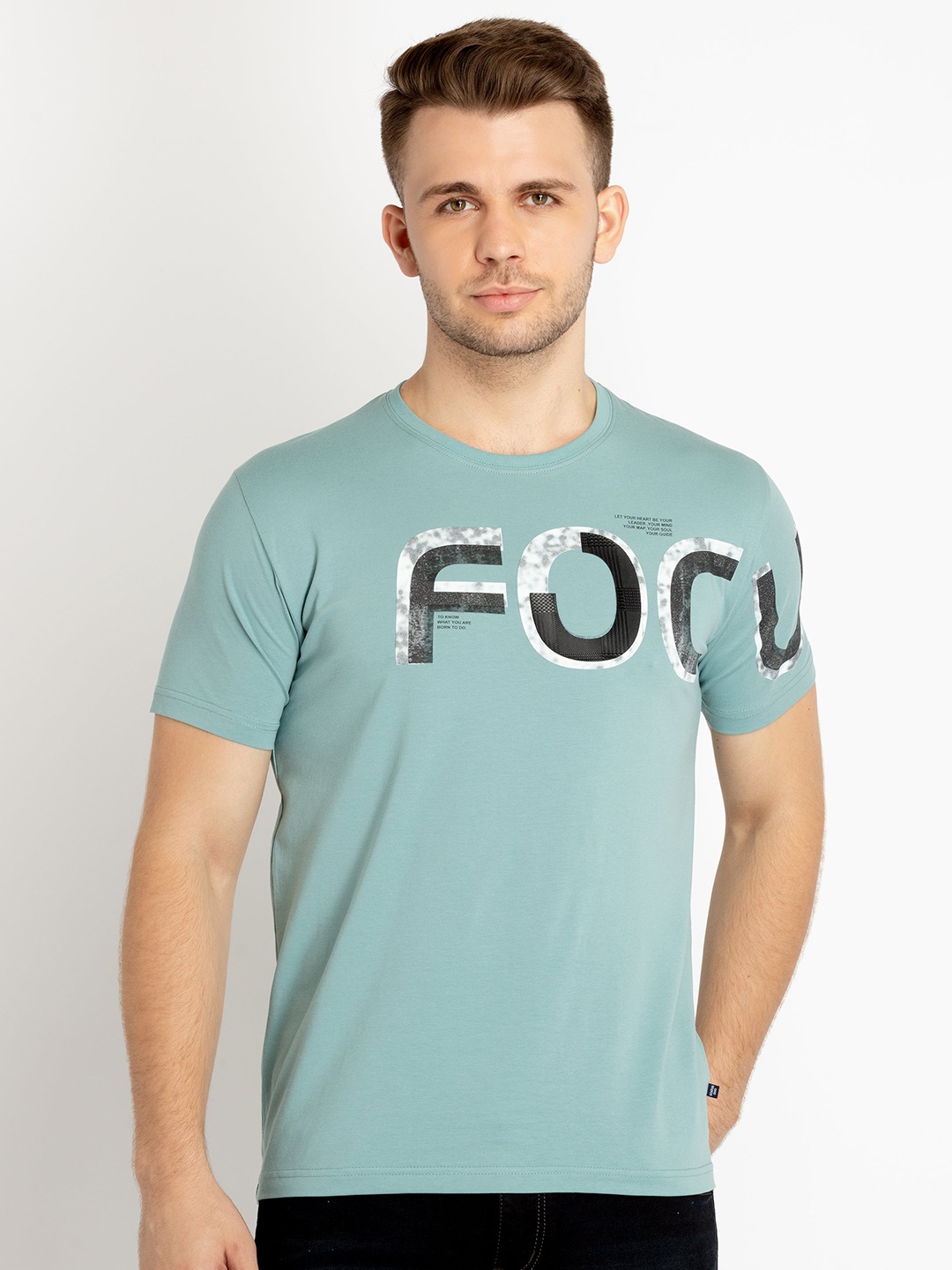

Status Quo Typography Printed Cotton T-shirt, Blue