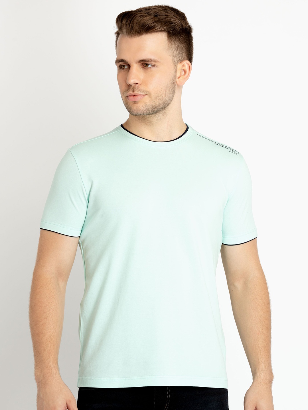 

Status Quo Round Neck Short Sleeve Cotton T-shirt, Sea green