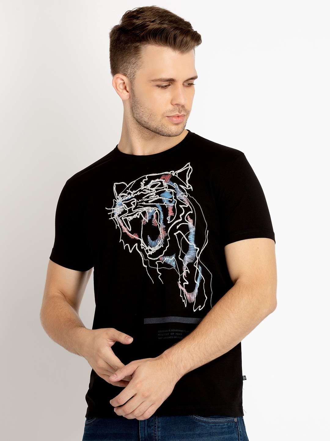 

Status Quo Graphic Printed Cotton T-shirt, Black