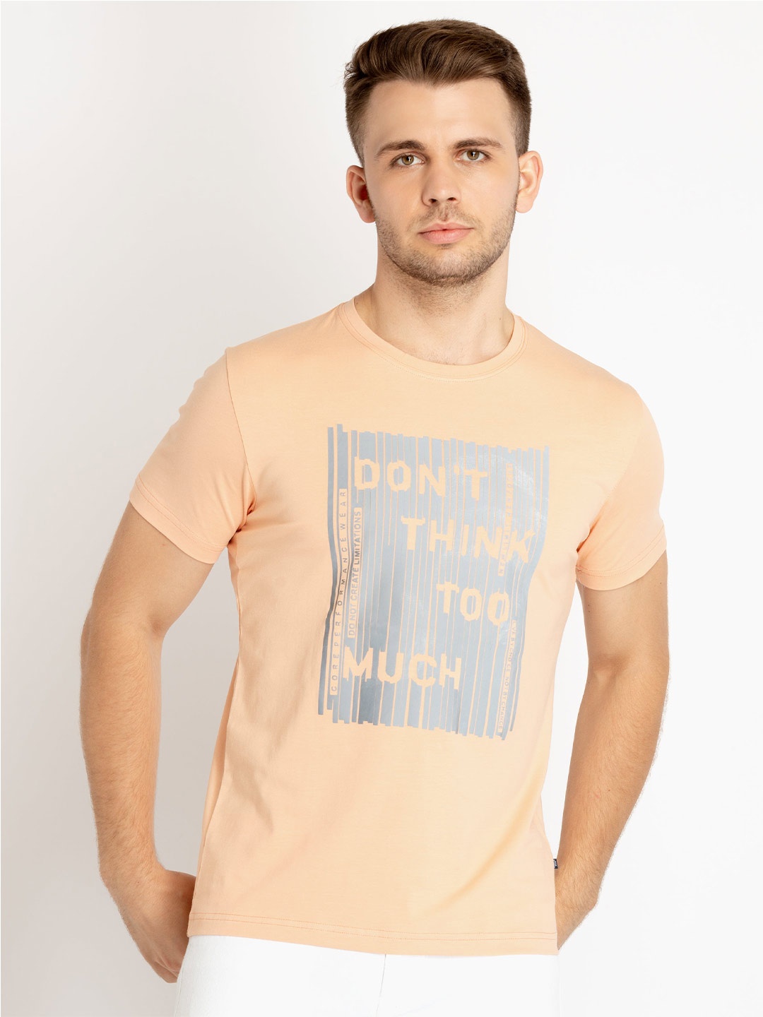

Status Quo Typography Printed Cotton T-shirt, Orange