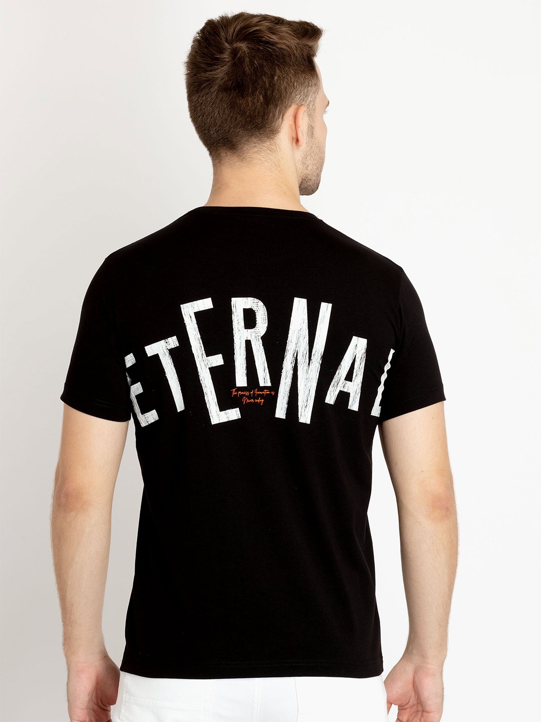 

Status Quo Typography Printed Cotton T-shirt, Black
