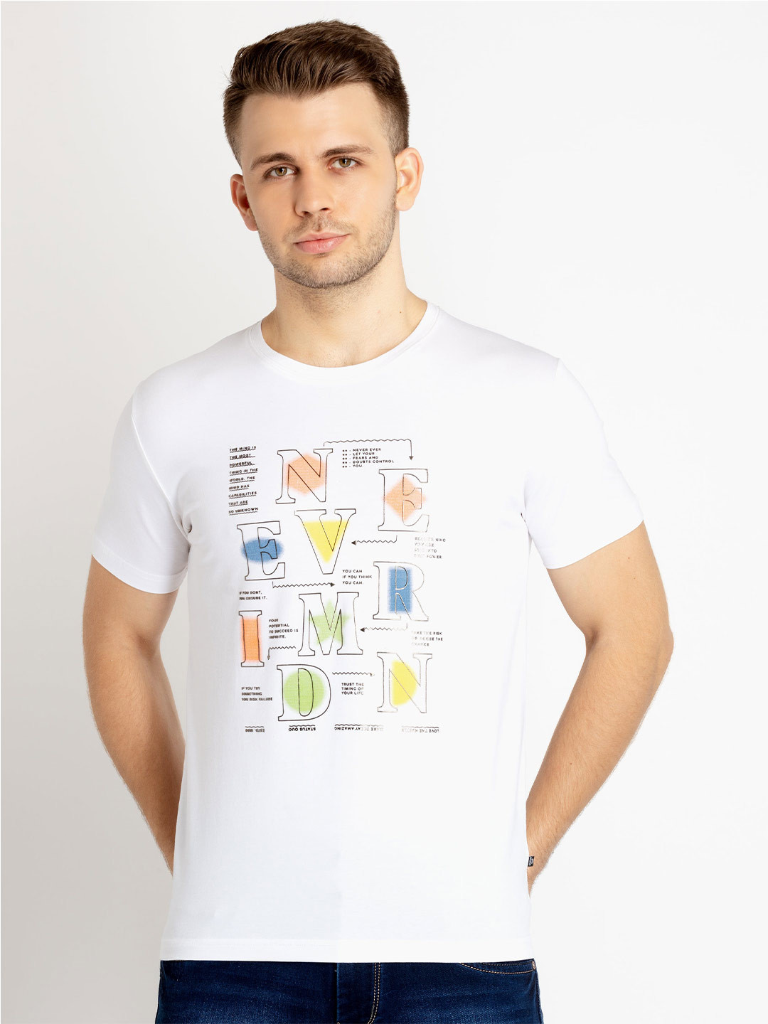 

Status Quo Typography Printed Cotton T-shirt, White