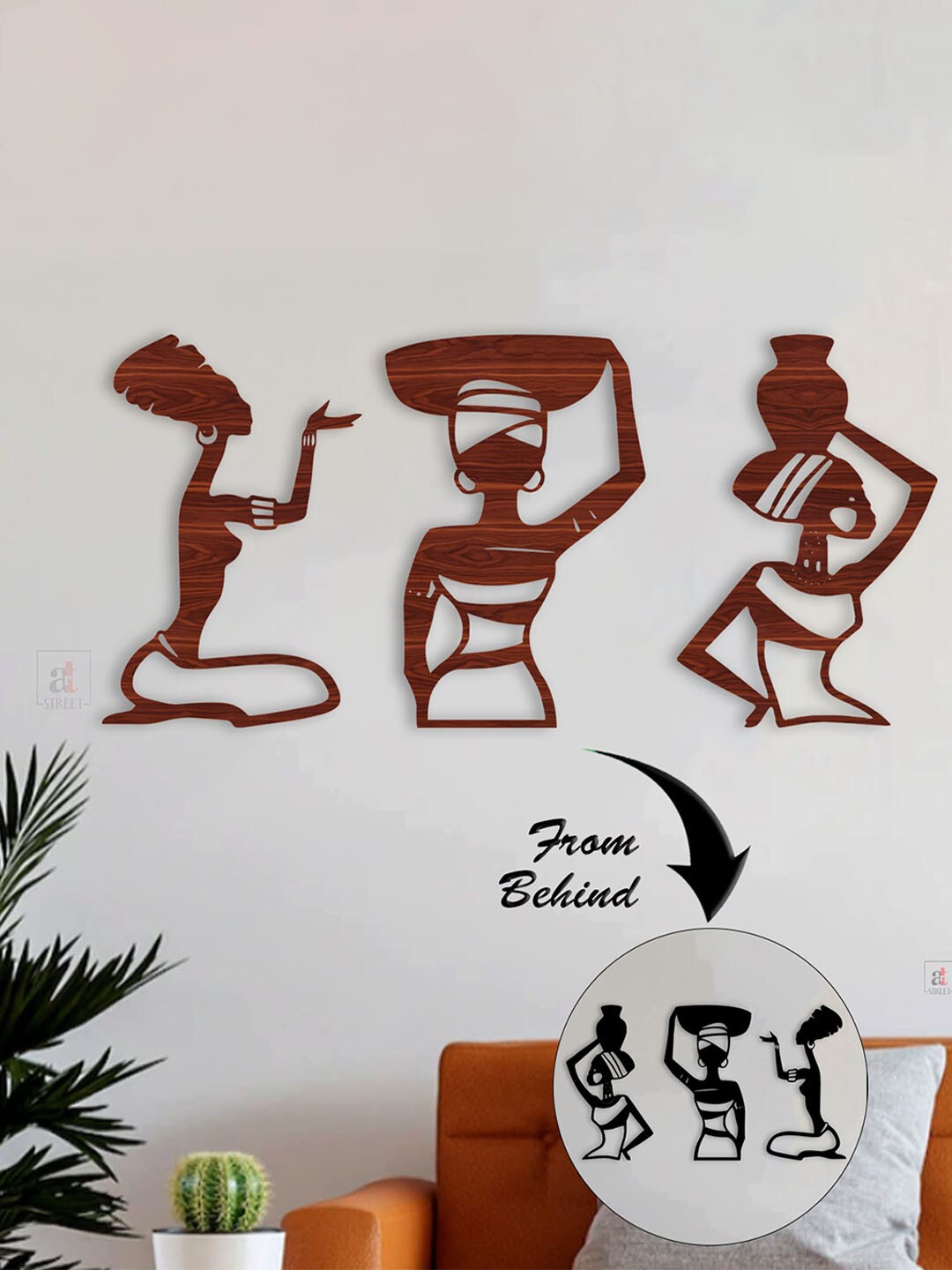 

Art Street Brown & Black Textured 2 in 1 African Tribal MDF Wall Decor