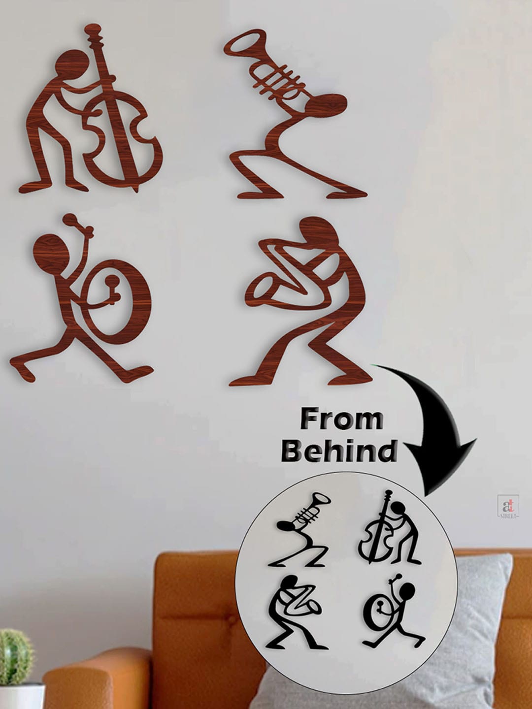 

Art Street Black & Brown Jazz Band 2 In 1 Color MDF Cutout Wall Hanging