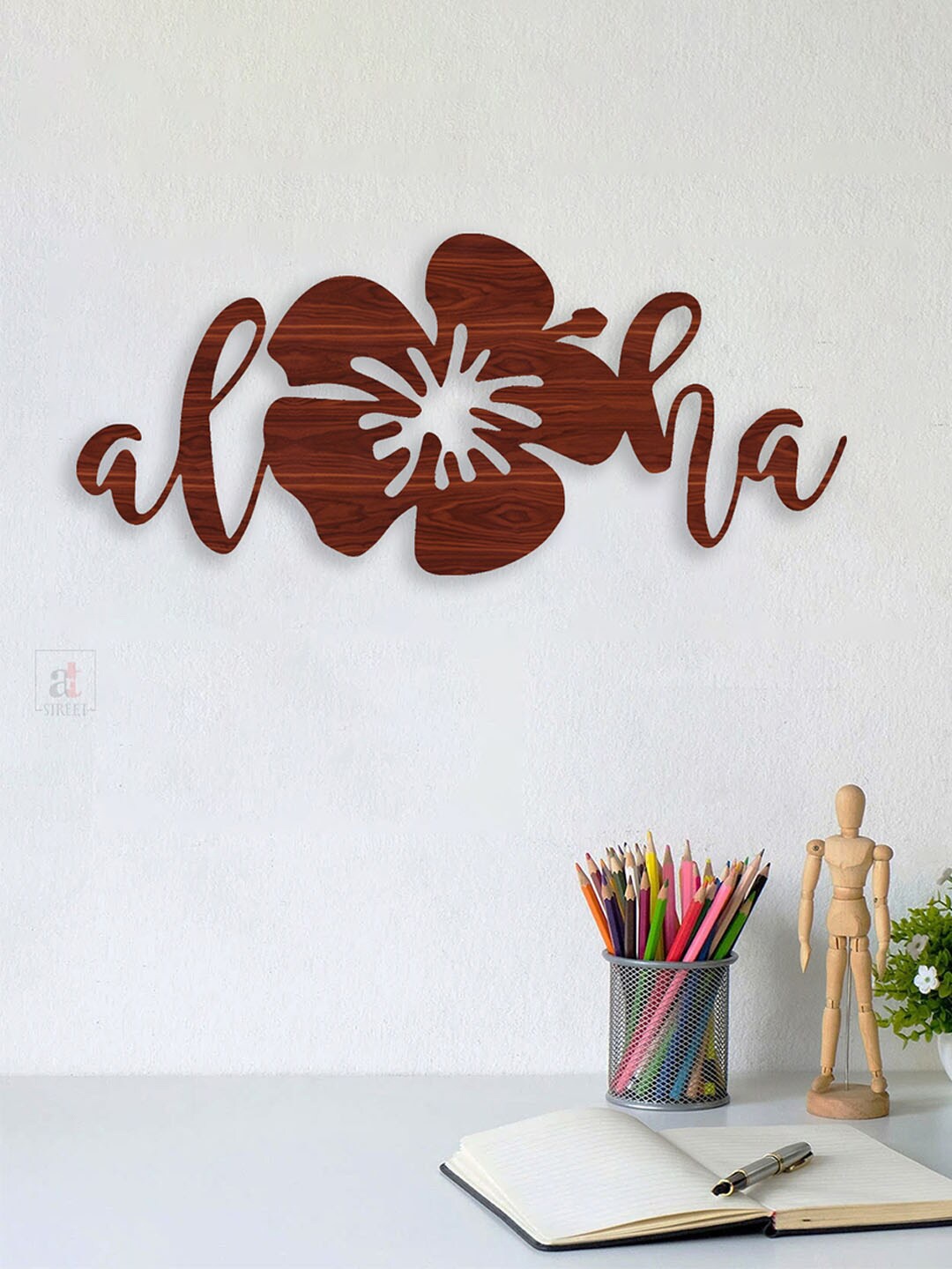 

Art Street Brown Textured Aloha Hibiscus Flower MDF Cutout Wall Hanging