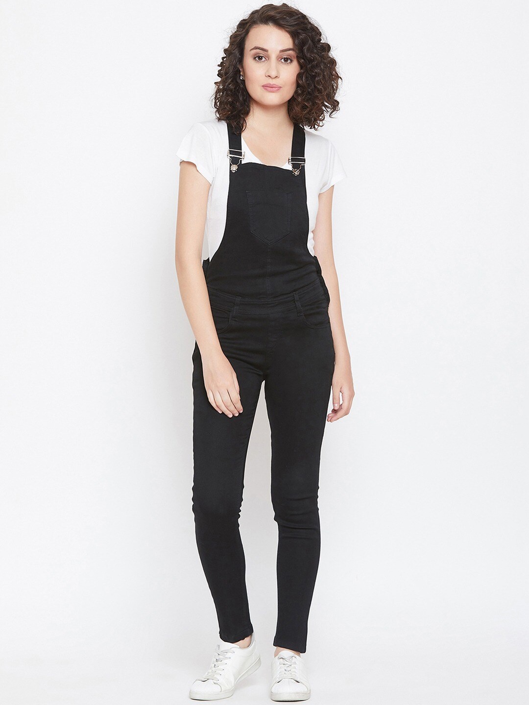 

Nifty Women Solid Slim-Fit Dungarees, Black