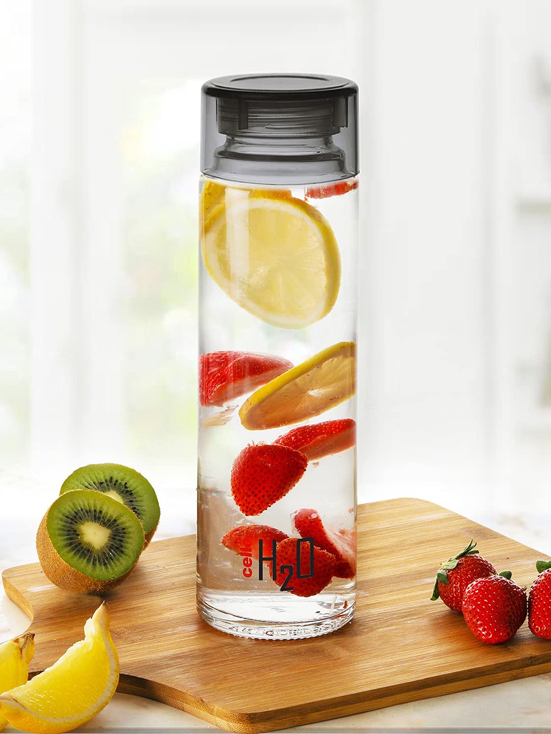 

Cello H2O Black 6 Pieces Leak-Proof Glass Water Bottle-1L Each