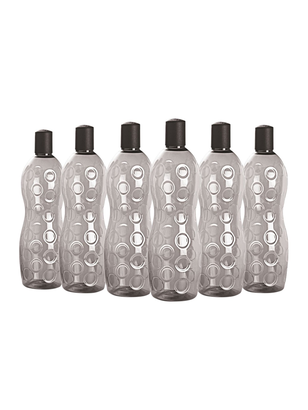 

Cello Polka Set of 6 Black Plastic Fridge Water Bottle- 1 L