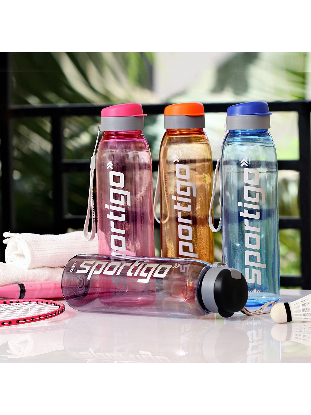 

Cello Sportigo Set of 4 Assorted Plastic Fridge Water Bottle- 1 L