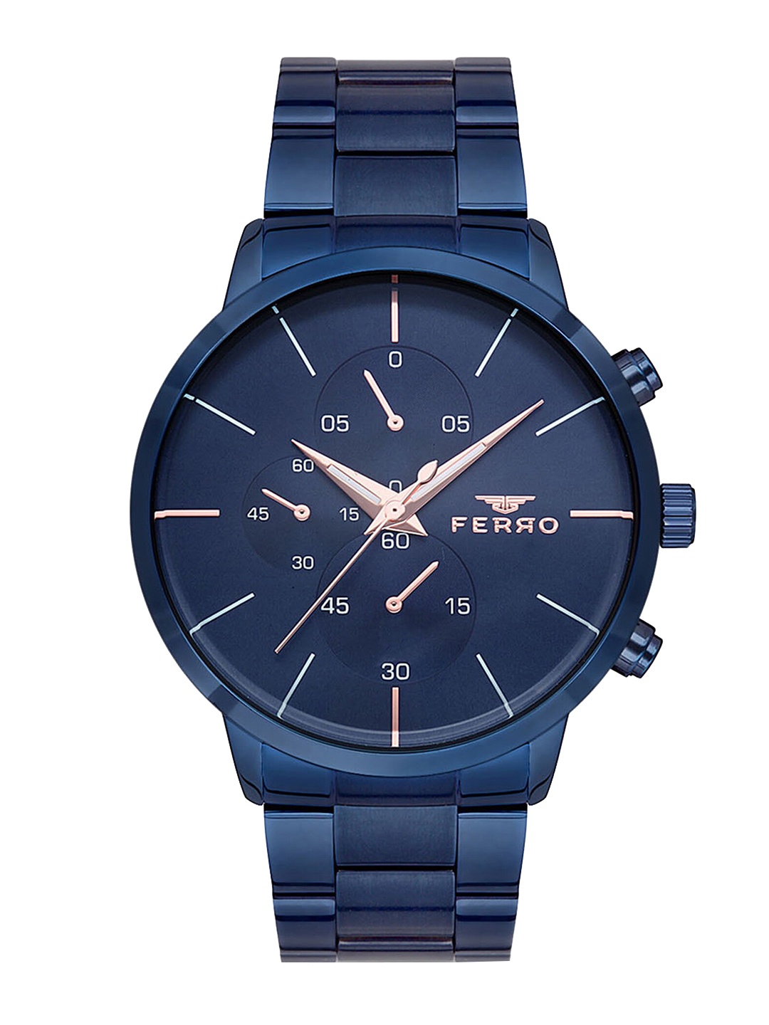 

Ferro Men Stainless Steel Bracelet Style Straps Analogue Chronograph Watch FM40058A, Blue