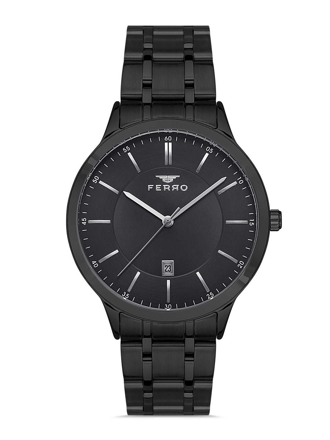 

Ferro Men Pisa Stainless Steel Bracelet Style Straps Analogue Watch F11333 A-G, Black