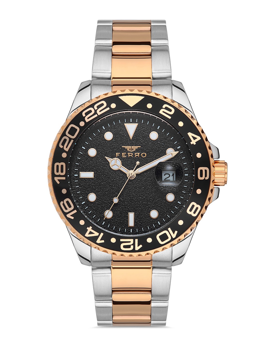 

Ferro Men Brass Dial & Stainless Steel Straps Analogue Watch F11253A-E2, Black