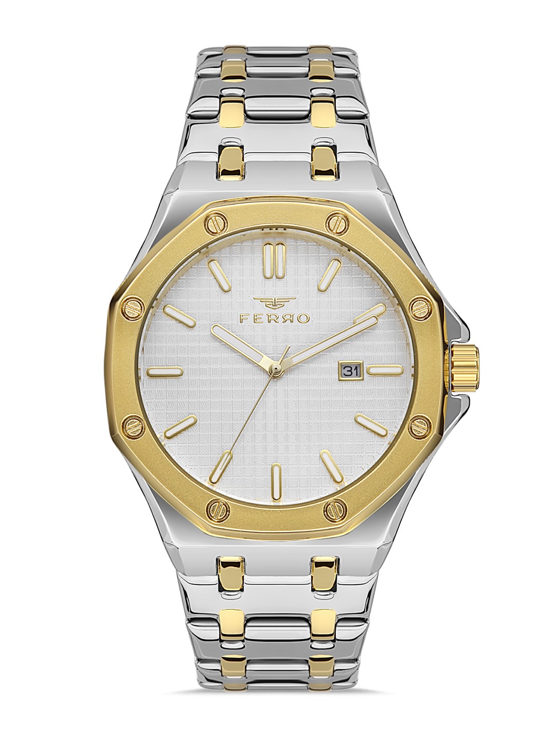 

Ferro Men Round Dial & Stainless Steel Bracelet Style Straps Analogue Watch- F11290A-D, Silver