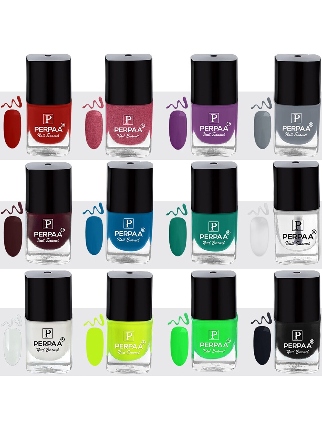 

PERPAA Set of 12 Trendy Quick-Drying & Long Lasting Gel Nail Enamel 5 ml each - Combo 09, Multi