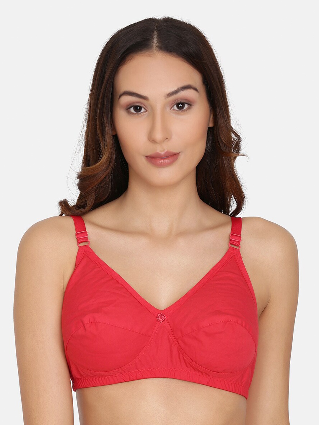 

PRETTYBOLD Non Padded Non Wired Cotton Minimizer Bra, Red